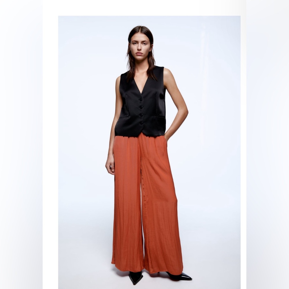 Zara satin copper pants